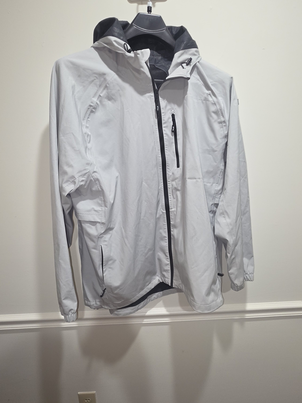 Huk Men's Light Gray Waterproof Hooded Rain Jacket  Xxl